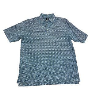 Footjoy FJ Golf Polo Shirt Size XL Blue Performance Floral Print Short Sleeve
